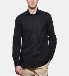 Chemise noir en voile de coton coupe droite Atelier Privé