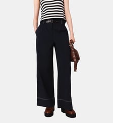 Pantalon en coton à ceinture cuir Maje