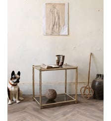 Table d'appoint en verre et métal Hanna N°1387- Produit chiné Debongout