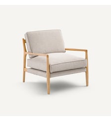 Fauteuil en chêne massif et tissu coton chiné AM.PM