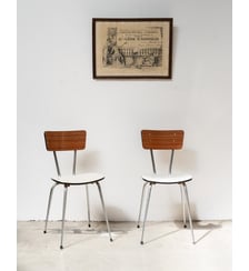 Paire de chaises en Formica marron et blanc Alma N°1831- Produit chiné Debongout