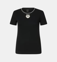 T-shirt en maille côtelée avec broderie love birds Pinko