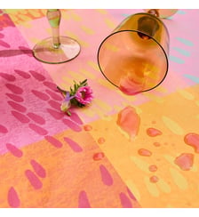 Set pur coton enduit 220 g/m² motif jacquard vert rose Mille sources berlingot Garnier Thiebaut