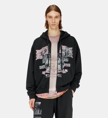 Sweat à capuche zippé avec motifs concert Diesel