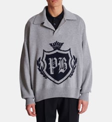 Pull-polo College Emblem en cachemire écologique Balmain