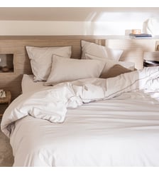 Housse de couette en percale de coton lavé, DOUCEUR LAVÉE Blanc Cerise