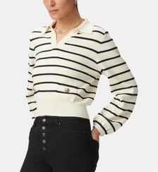 Pull marinière tricot col polo Ikks