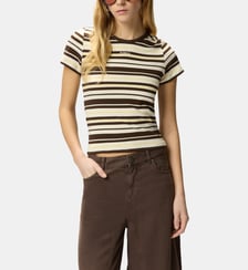 T-shirt cropped à rayures et logo pinko Pinko