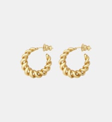 Boucles d'oreilles créoles torsadées   doré à l'or fin - Tess Satellite