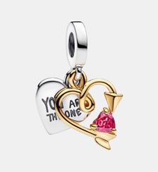 Charm Pendant Double Cœur & Flèche Gravable Pandora