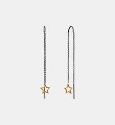 Boucles d’oreilles pendantes lune bicolores en argent 925 plaqué or jaune 18 carats Aristocrazy