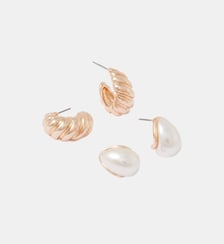 Set de 2 paires de petites créoles perle et twistées Balaboosté