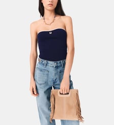 Bustier en maille contrastée Maje