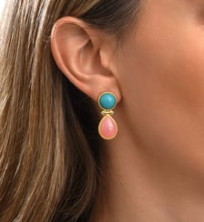 Boucles d'oreilles tiges percées Océane  doré à l'or fin - Oceane Satellite