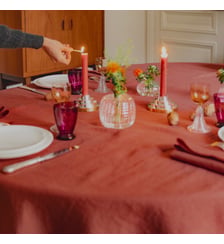 Nappe en lin lavé, AU FIL DU LIN Blanc Cerise