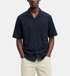 Chemise manches courtes unie marine The Kooples