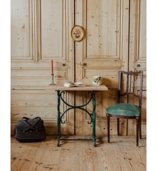 Table d'appoint en bois et fer vert Francine N°945- Produit chiné Debongout