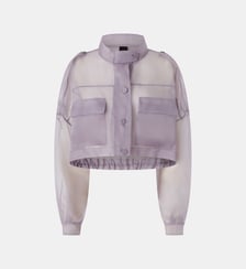 Petite veste cropped en organza de soie transparent Pinko