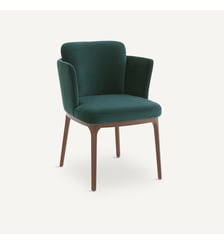 Fauteuil de table pieds en noyer et velours Jabote AM.PM
