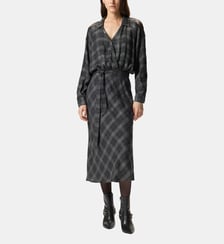 Robe longue à carreaux et dentelle Pinko