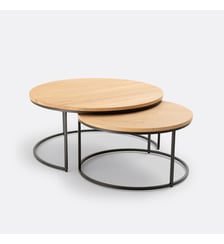 Lot de 2 grandes tables basses gigognes, plateau en chêne La Redoute Interieurs