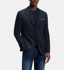 Blazer coupe régulière en mélange coton à chevrons BOSS