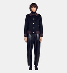 Manteau court à col contrasté Sandro
