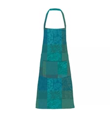 Tablier pur coton enduit motif jacquard vert Mille rameaux emeraude Garnier Thiebaut
