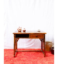 Bureau en rotin foncé Edouard N°1123 - Produit chiné Debongout