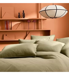 Lot de 2 taies gaze de coton lavé uni beige Malia lin Garnier Thiebaut