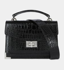 Sac Emily small en cuir effet croco-Noir-Taille unique-Noir-Taille unique The Kooples