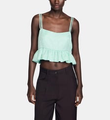 Top court jacquard floral volanté Sandro