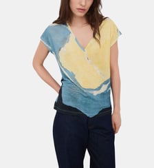 T-shirt imprimé en lin européen Adolfo Dominguez