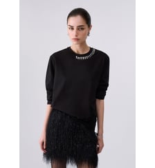 T-shirt avec dentelle et sertissages bijou Liu Jo