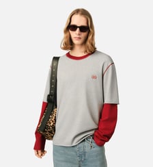 T-shirt en coton manches doubles patch Ami AMI Paris