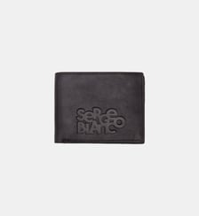 Portefeuille à rabat en cuir avec logo embossé Serge Blanco