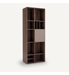 Bibliothèque plaqué noyer porte cuir AM.PM