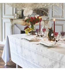 Nappe pur coton antitache motif jacquard blanc Eloise diamant Garnier Thiebaut