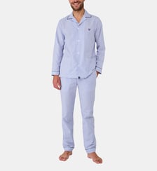 Pyjama boutonné en popeline de coton - Rayure Bleue Arthur