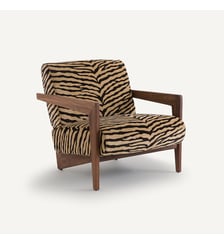 Fauteuil noyer massif tissu jacquard AM.PM