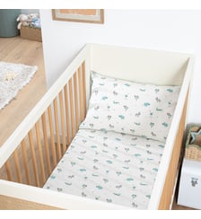 Drap-housse enfant, en coton biologique, bonnet 17 cm, imprimé animaux La Redoute Interieurs