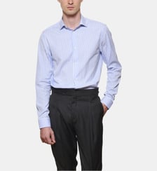 Chemise ciel à rayures bâtons coupe droite Atelier Privé