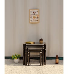 Tables gigognes en verre et métal noir Barbara N°183- Produit chiné Debongout