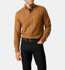 Chemise unie slim en coton et lyocell manches longes Barrhill Rodd & Gunn