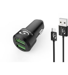 Chargeur allume-cigare 2 USB + Câble droit Coyote