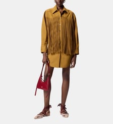 Robe chemise courte à franges Pinko
