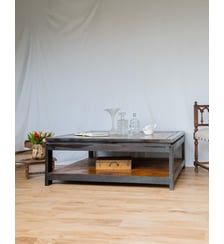 Table basse carrée en bois Donna N°649- Produit chiné Debongout