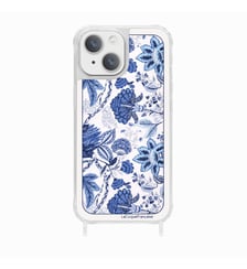 Coque de téléphone glossy foulard bleu avec anneaux pour iPhone 14 La Coque Française