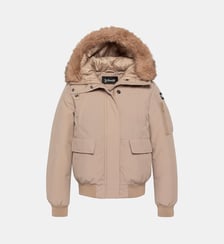 Blouson noir snorkel court à capuche Schott
