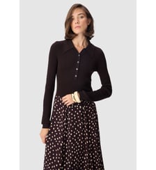 Pull tricot côtelé col polo boutonné Ikks